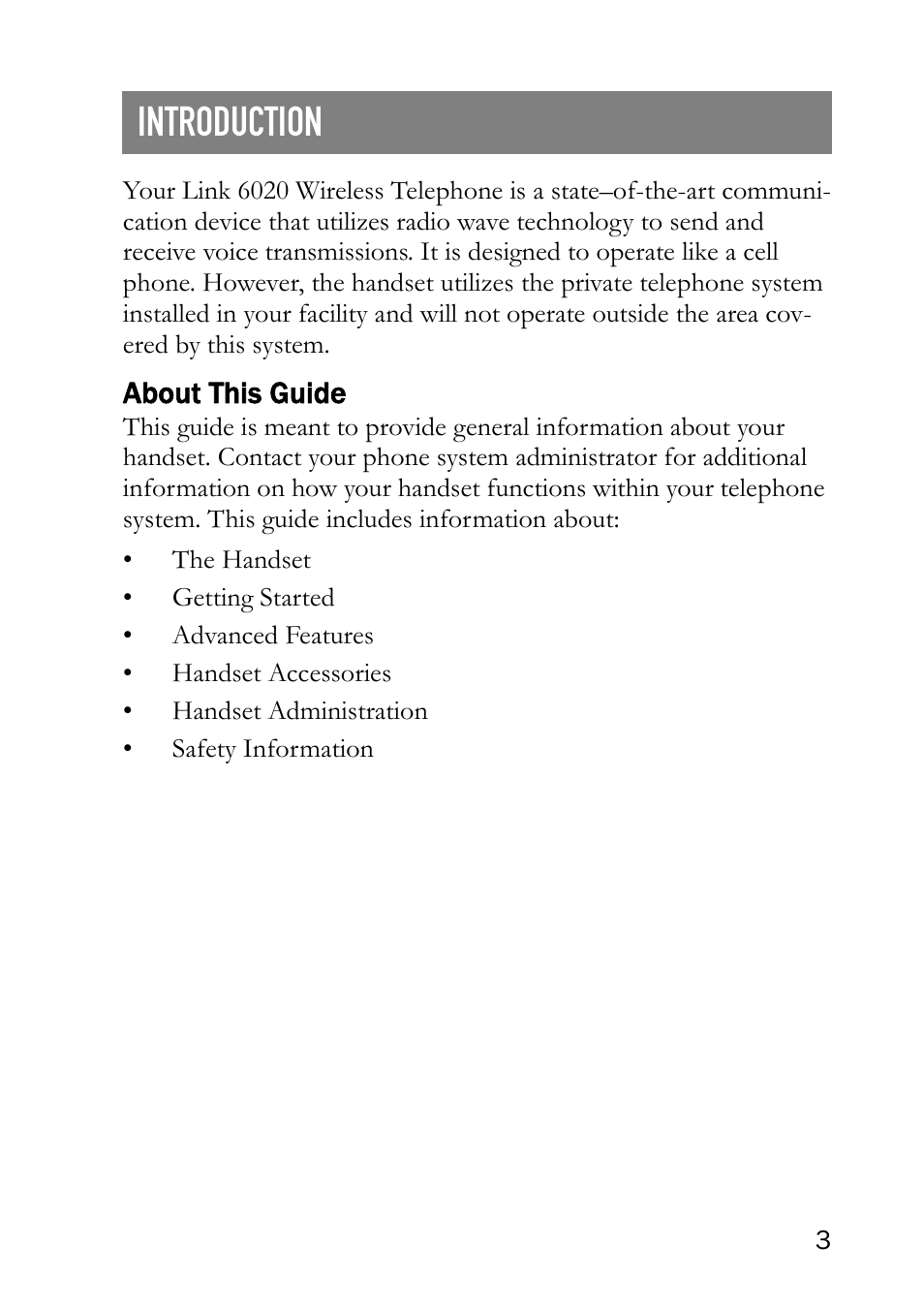 Introduction, About this guide | SpectraLink LINK 6020 User Manual | Page 3 / 48