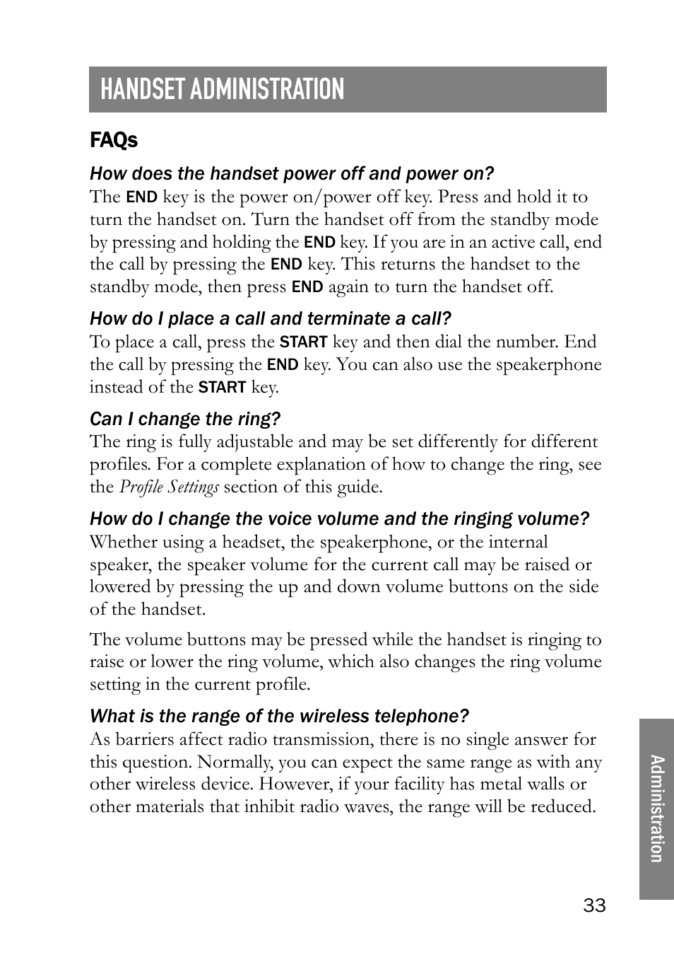 Handset administration, Faqs | SpectraLink LINK 6020 User Manual | Page 33 / 48