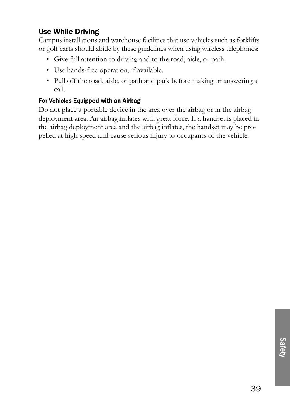 Use while driving | SpectraLink LINK 6020 User Manual | Page 39 / 48