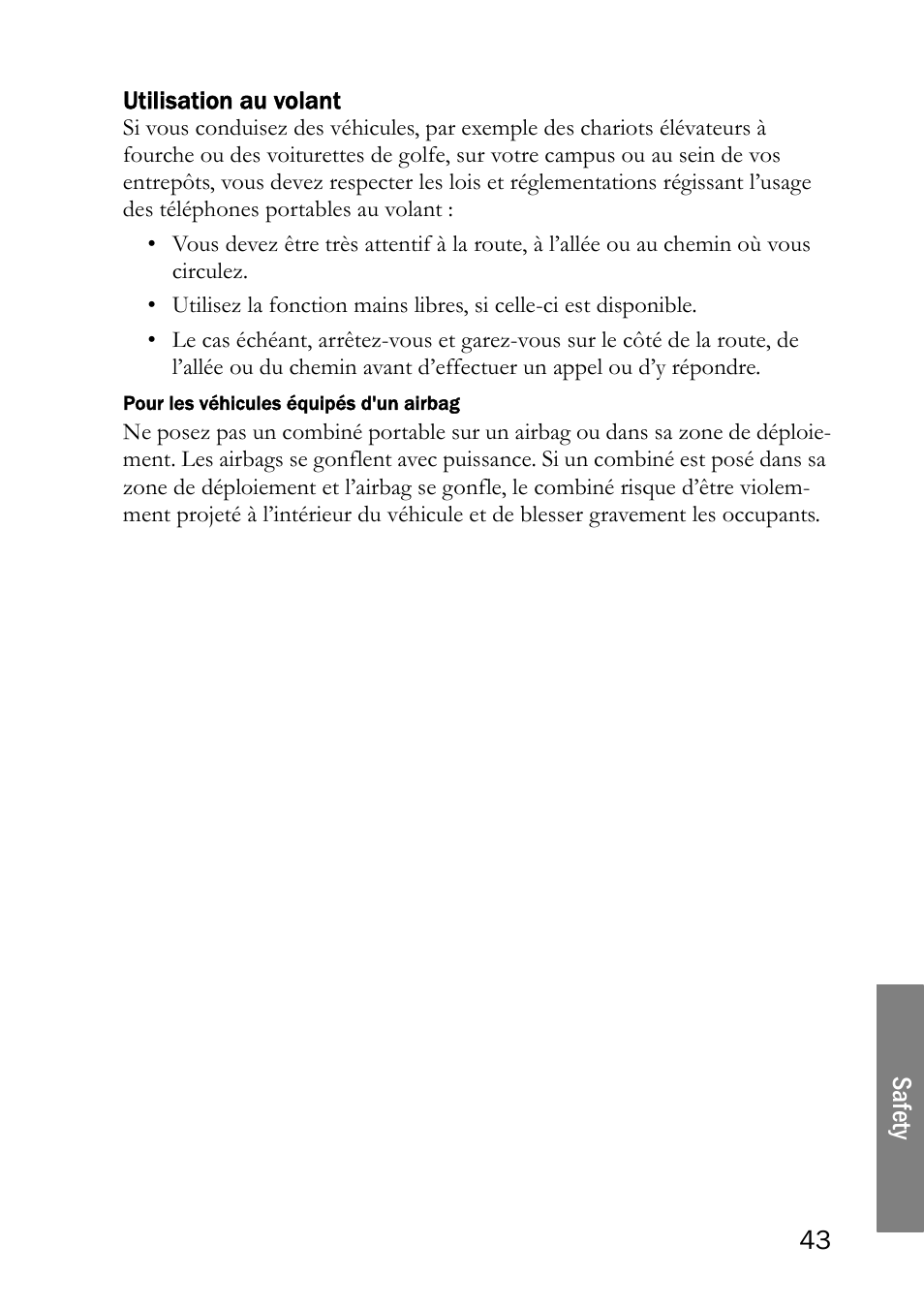 Utilisation au volant | SpectraLink LINK 6020 User Manual | Page 43 / 48