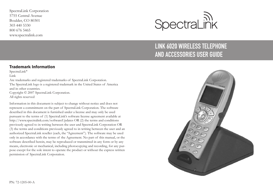Trademark information | SpectraLink LINK 6020 User Manual | Page 48 / 48