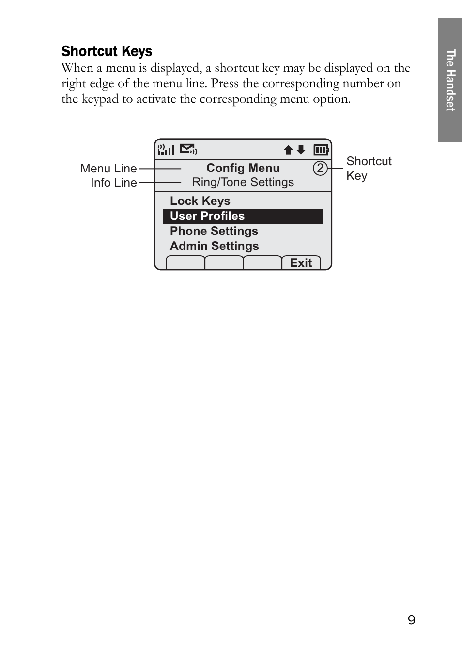 Shortcut keys | SpectraLink LINK 6020 User Manual | Page 9 / 48