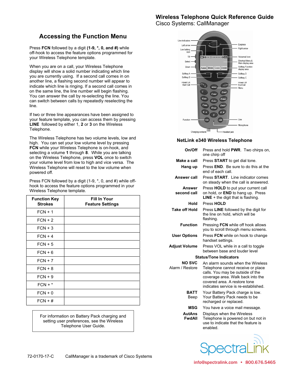 SpectraLink e340  EN User Manual | 1 page