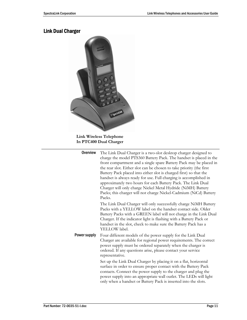 Link dual charger | SpectraLink 410 User Manual | Page 11 / 21