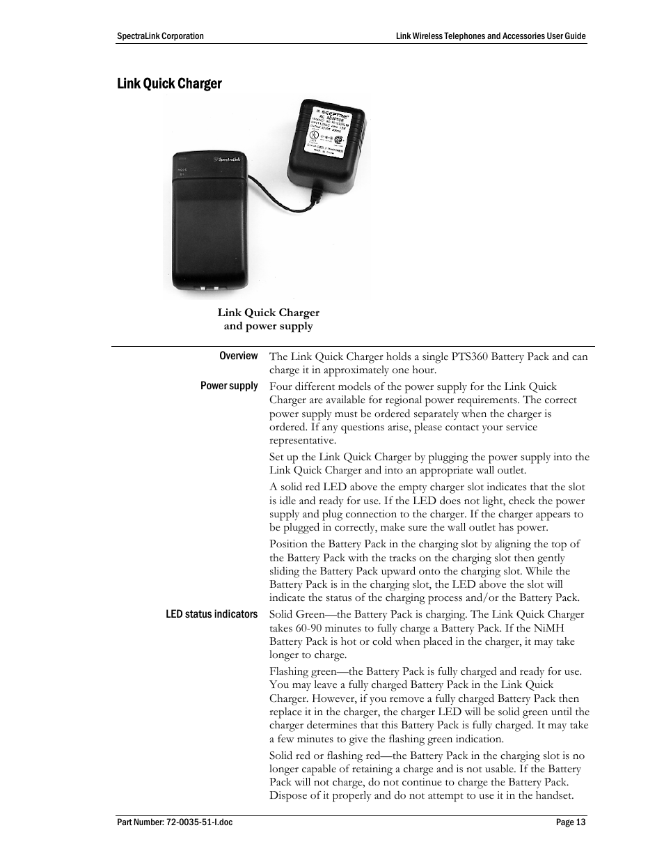 Link quick charger | SpectraLink 410 User Manual | Page 13 / 21
