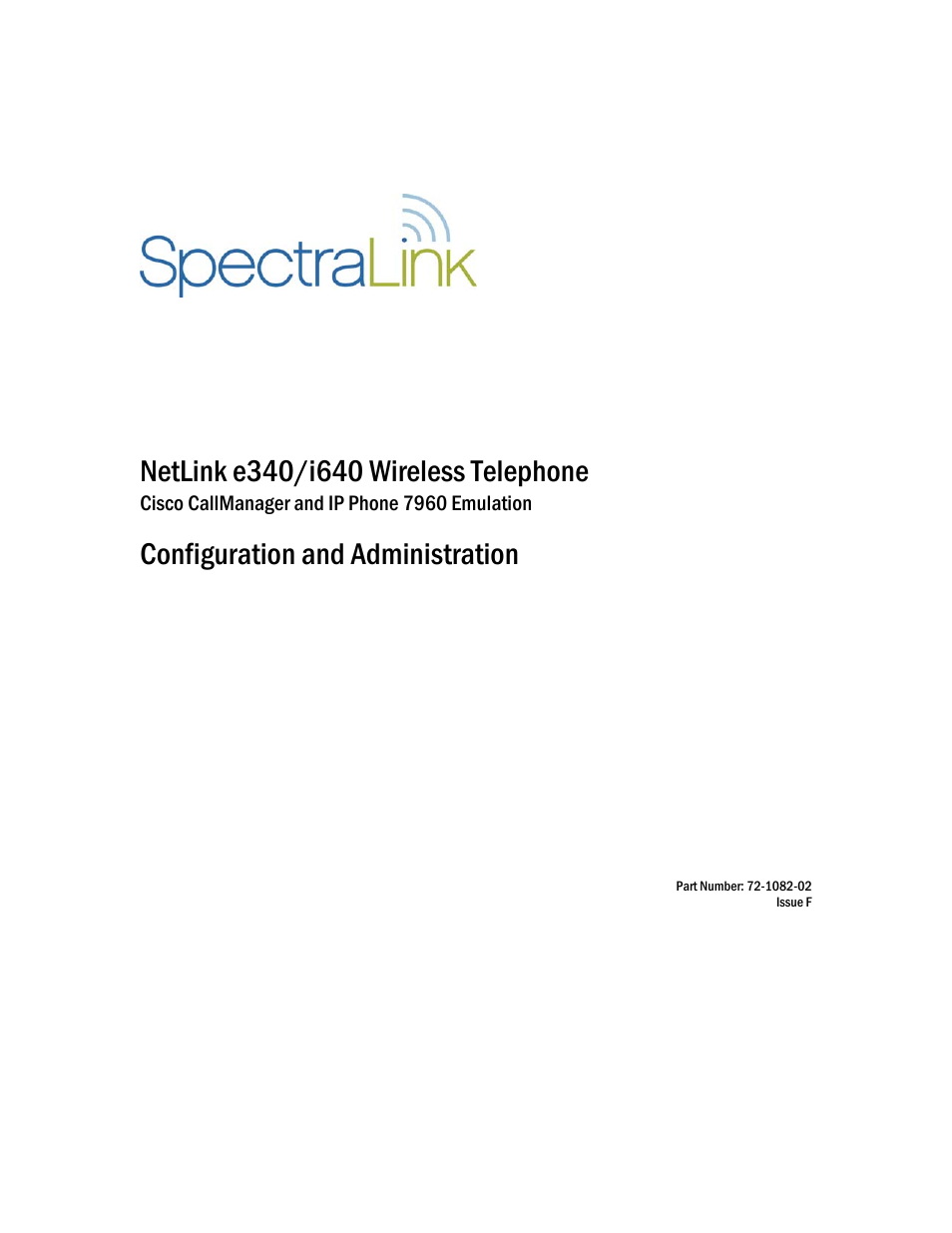 SpectraLink NetLink e340 User Manual | 58 pages