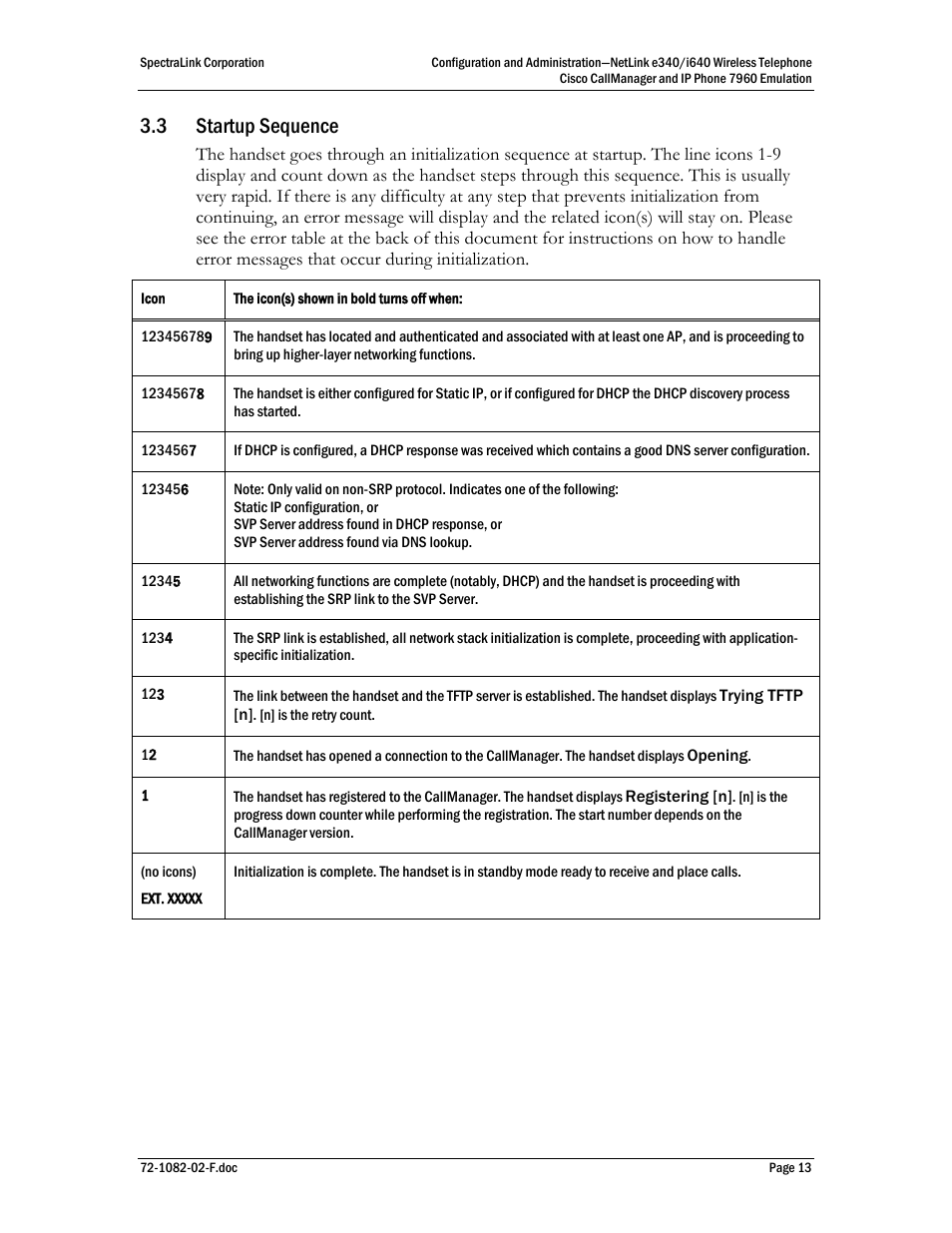 3 startup sequence | SpectraLink NetLink e340 User Manual | Page 13 / 58