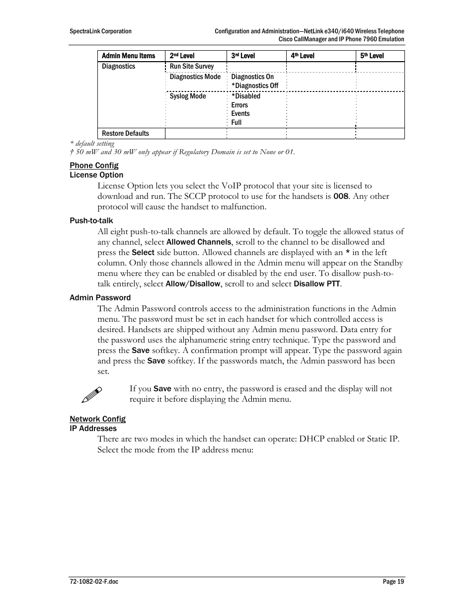 SpectraLink NetLink e340 User Manual | Page 19 / 58