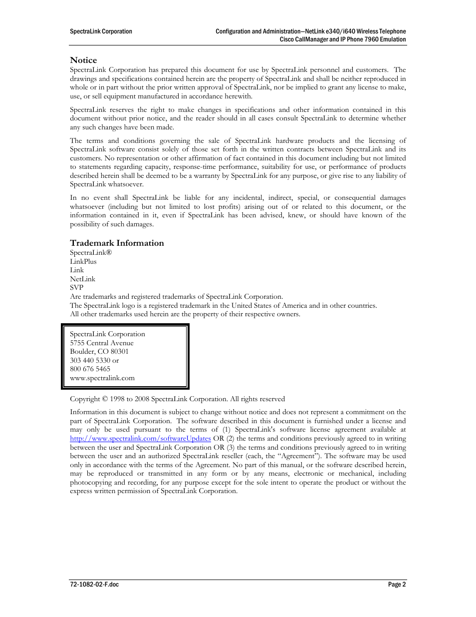 SpectraLink NetLink e340 User Manual | Page 2 / 58