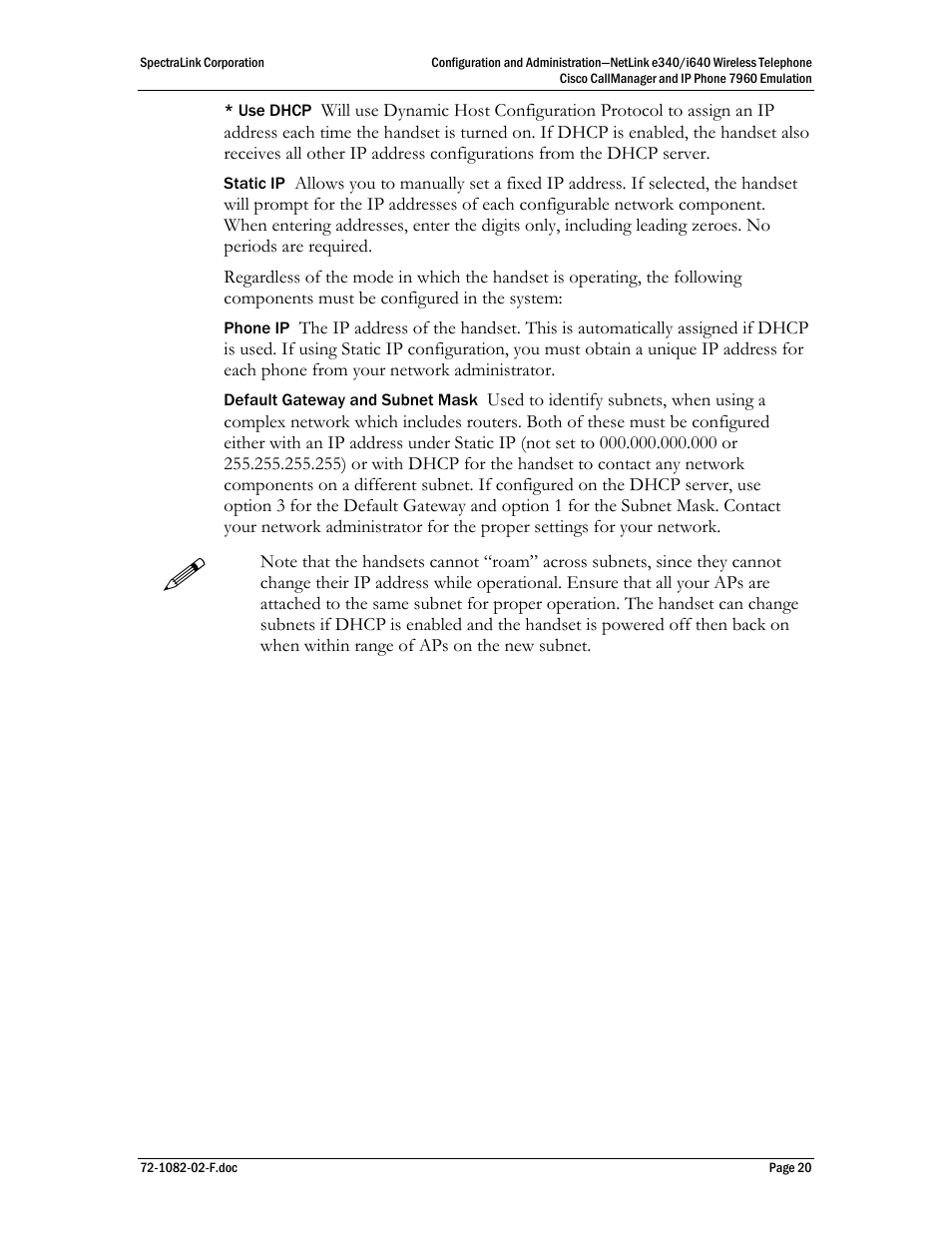 SpectraLink NetLink e340 User Manual | Page 20 / 58