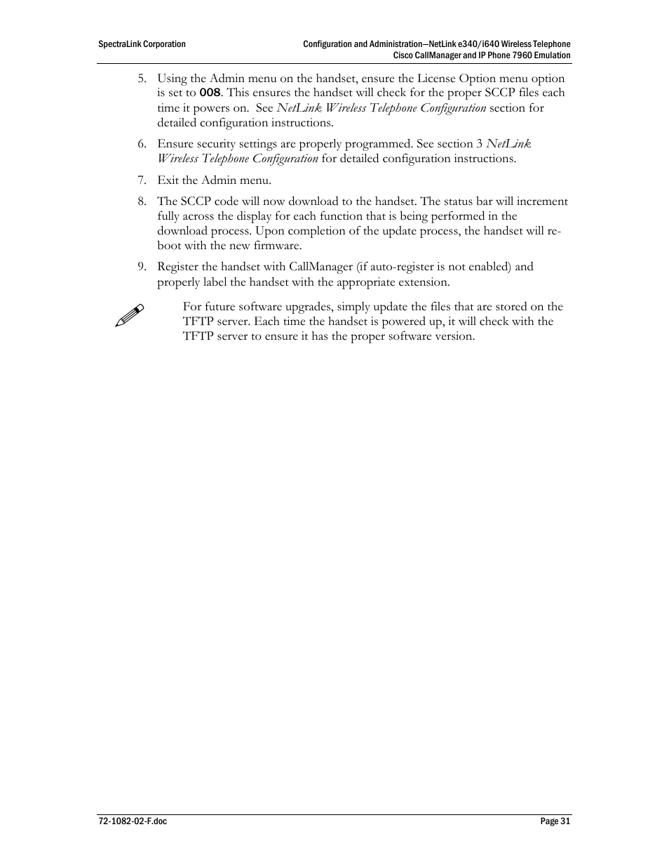 SpectraLink NetLink e340 User Manual | Page 31 / 58