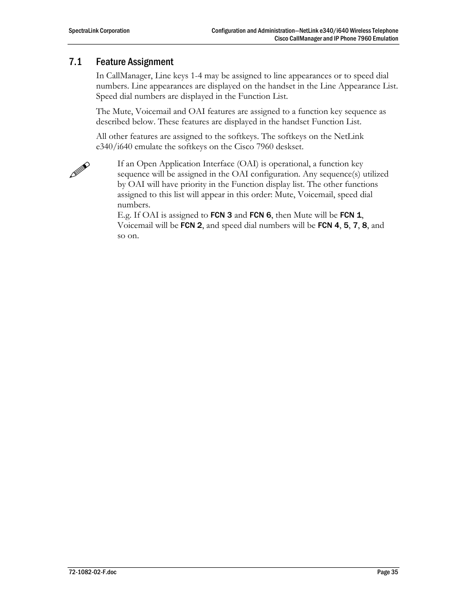 1 feature assignment | SpectraLink NetLink e340 User Manual | Page 35 / 58