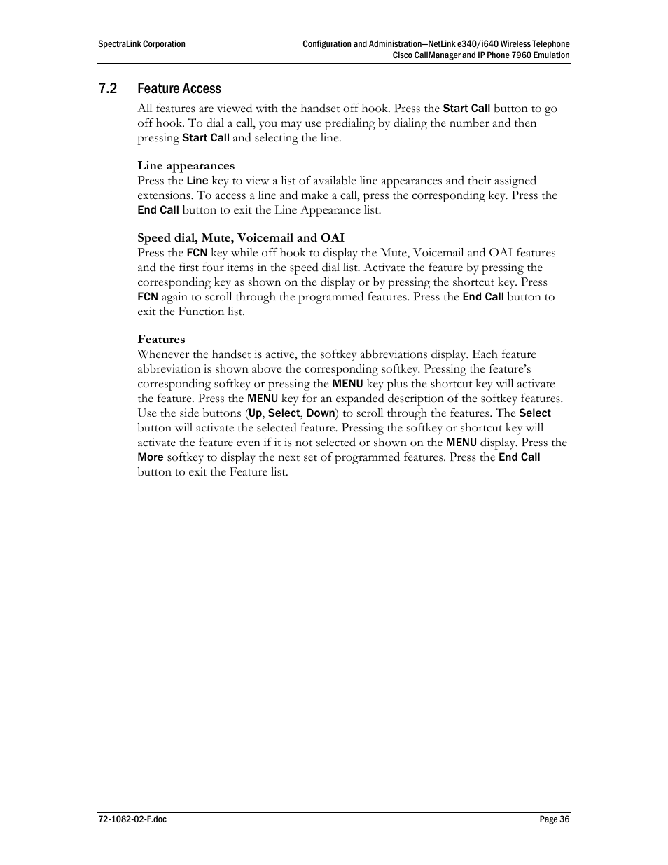 2 feature access | SpectraLink NetLink e340 User Manual | Page 36 / 58
