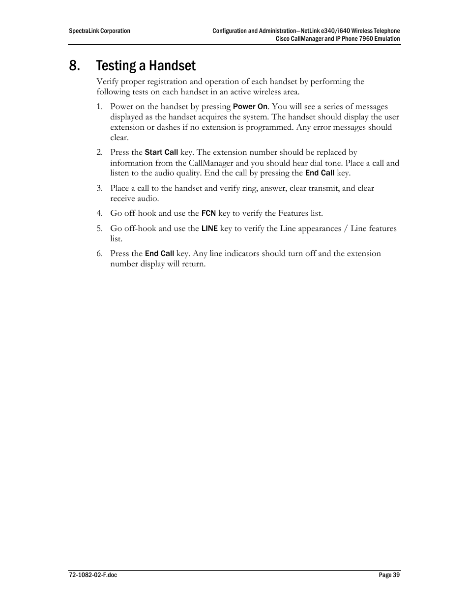 Testing a handset | SpectraLink NetLink e340 User Manual | Page 39 / 58