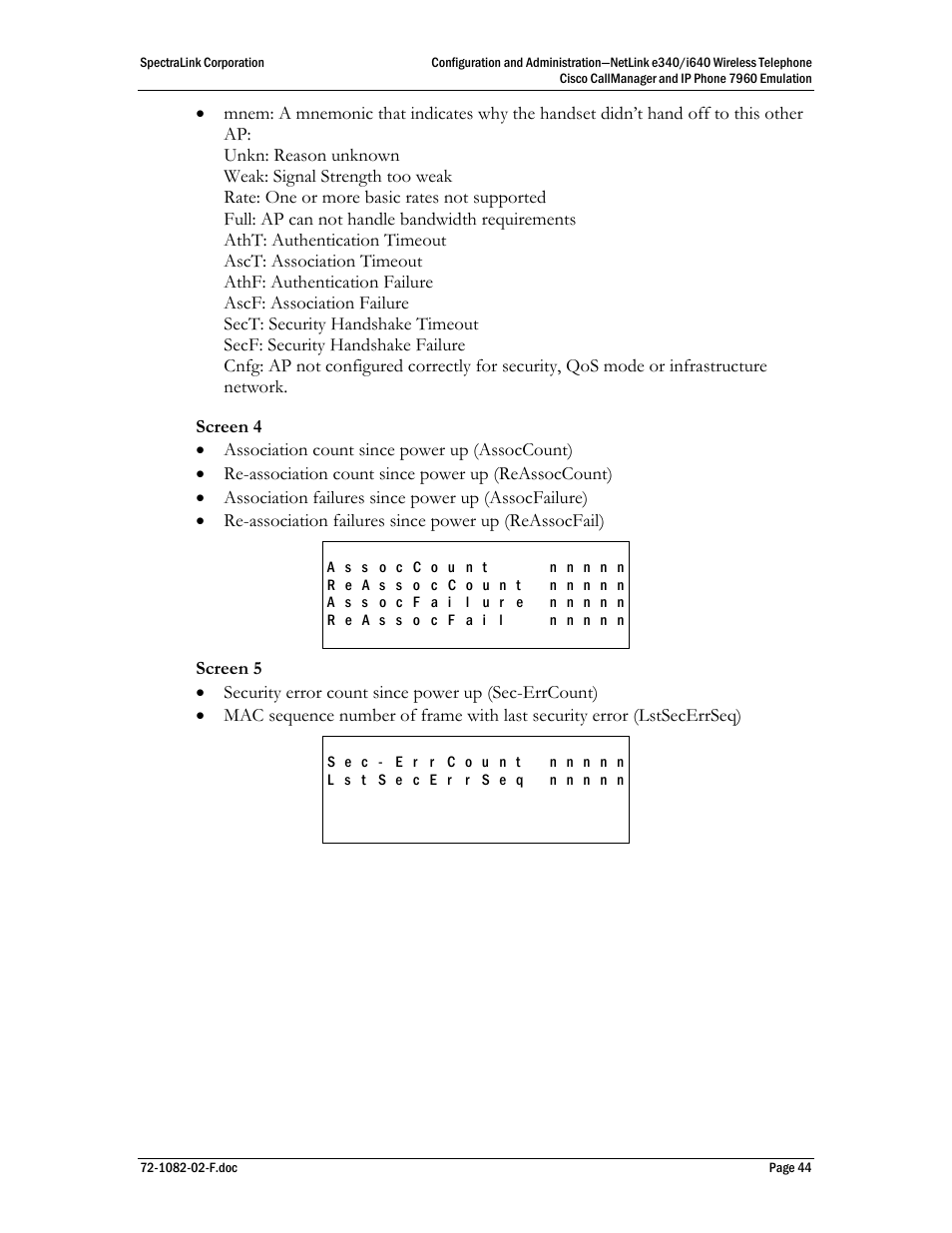 SpectraLink NetLink e340 User Manual | Page 44 / 58