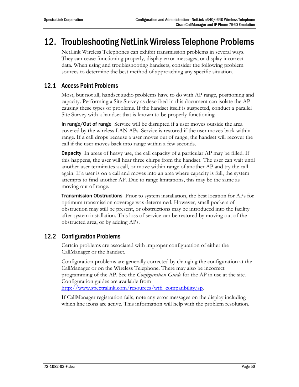 1 access point problems, 2 configuration problems | SpectraLink NetLink e340 User Manual | Page 50 / 58