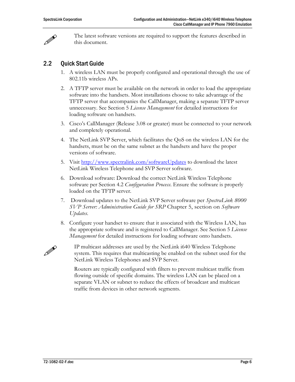 2 quick start guide | SpectraLink NetLink e340 User Manual | Page 6 / 58