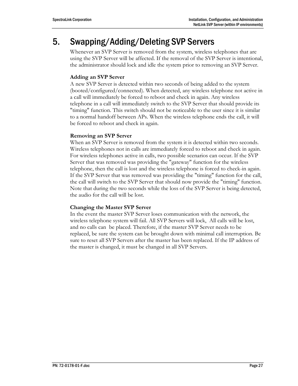 Swapping/adding/deleting svp servers | SpectraLink SVP100 User Manual | Page 27 / 35