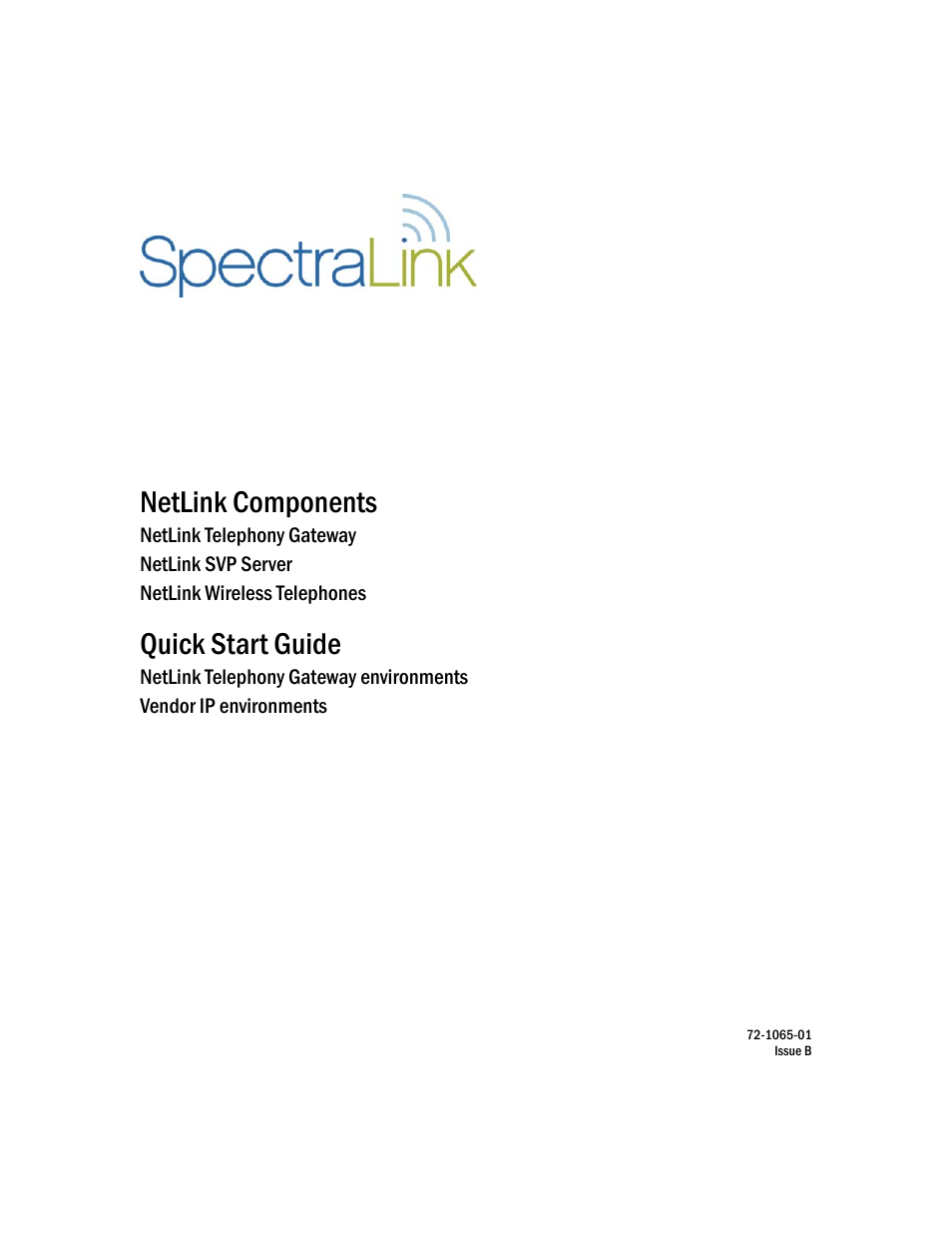 SpectraLink 72-1065-01 User Manual | 10 pages