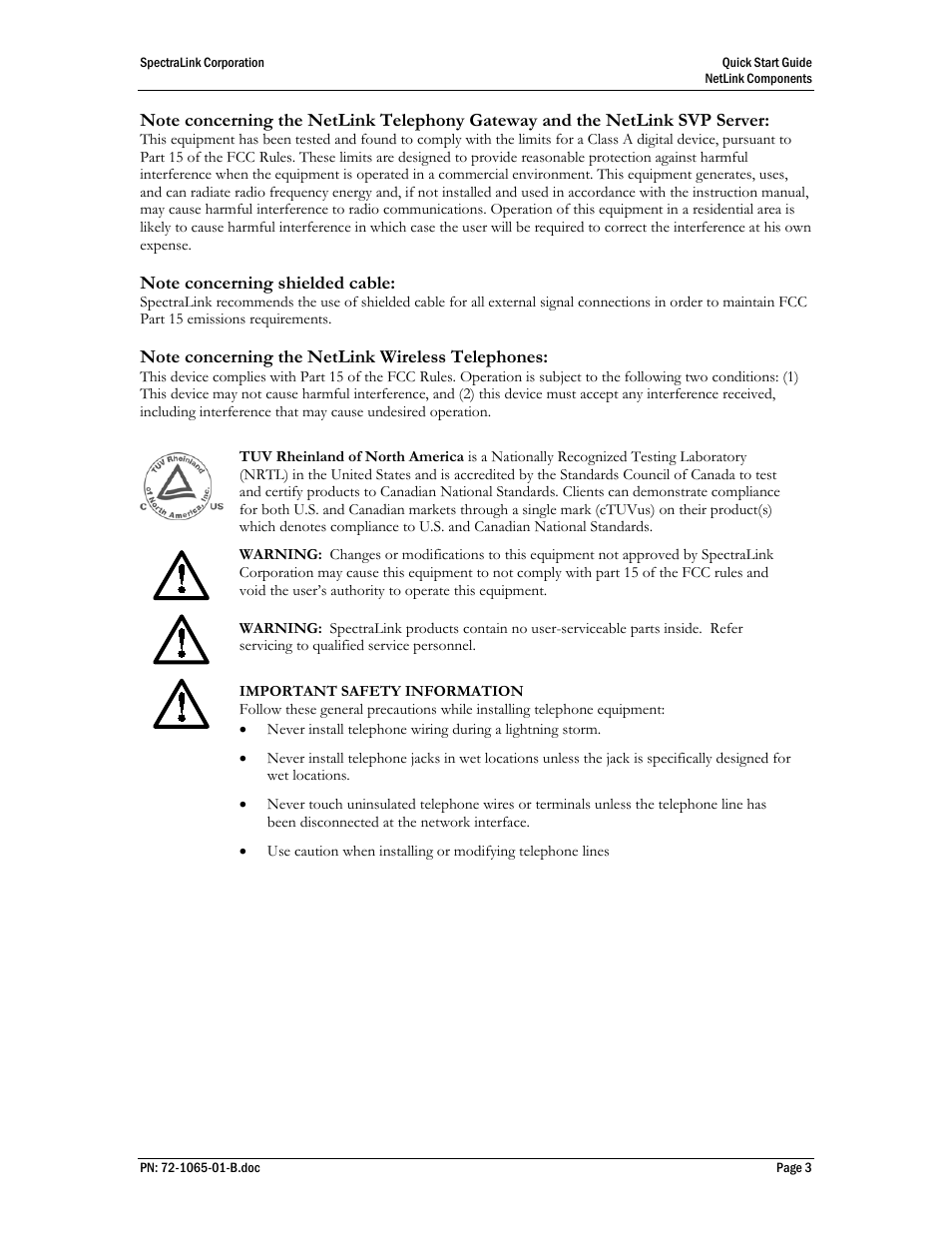 SpectraLink 72-1065-01 User Manual | Page 3 / 10