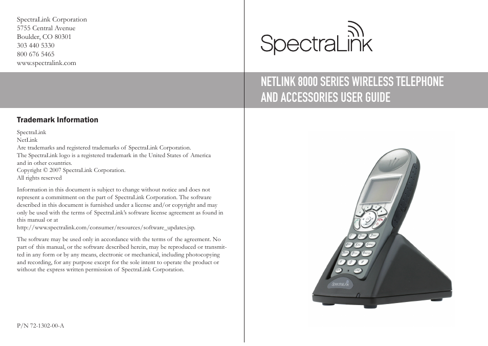 SpectraLink NetLink 8000 User Manual | 48 pages