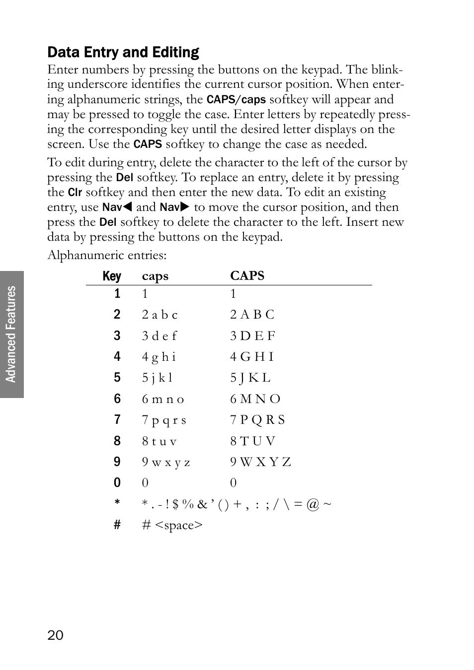 Data entry and editing | SpectraLink NetLink 8000 User Manual | Page 20 / 48