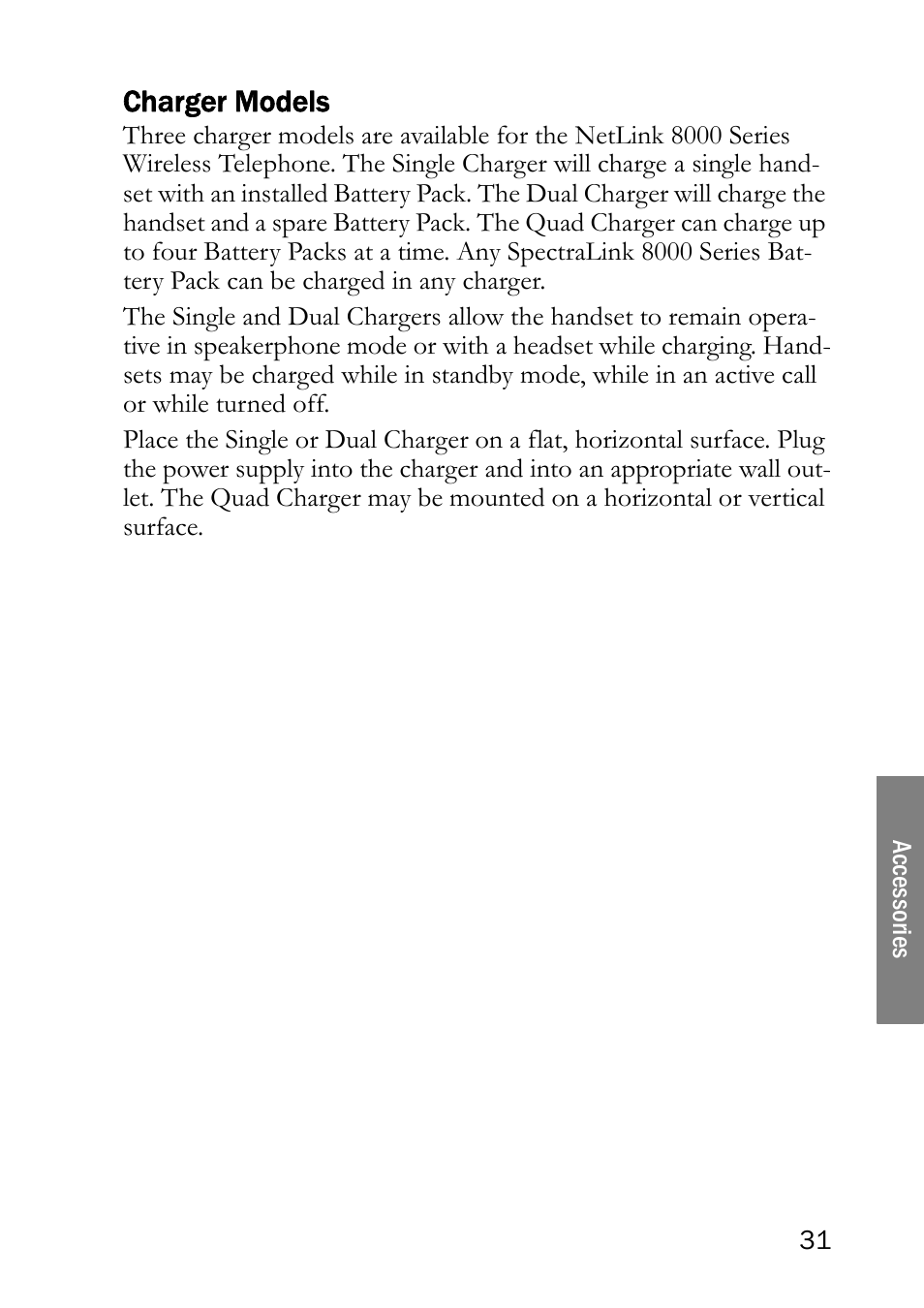 Charger models | SpectraLink NetLink 8000 User Manual | Page 31 / 48
