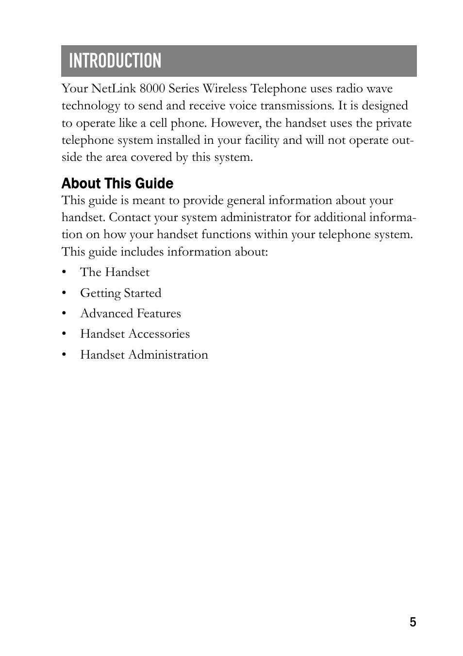 Introduction | SpectraLink NetLink 8000 User Manual | Page 5 / 48