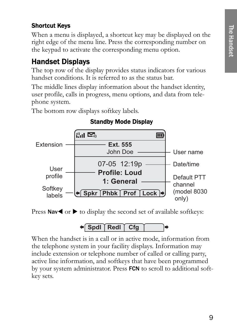 Handset displays | SpectraLink NetLink 8000 User Manual | Page 9 / 48