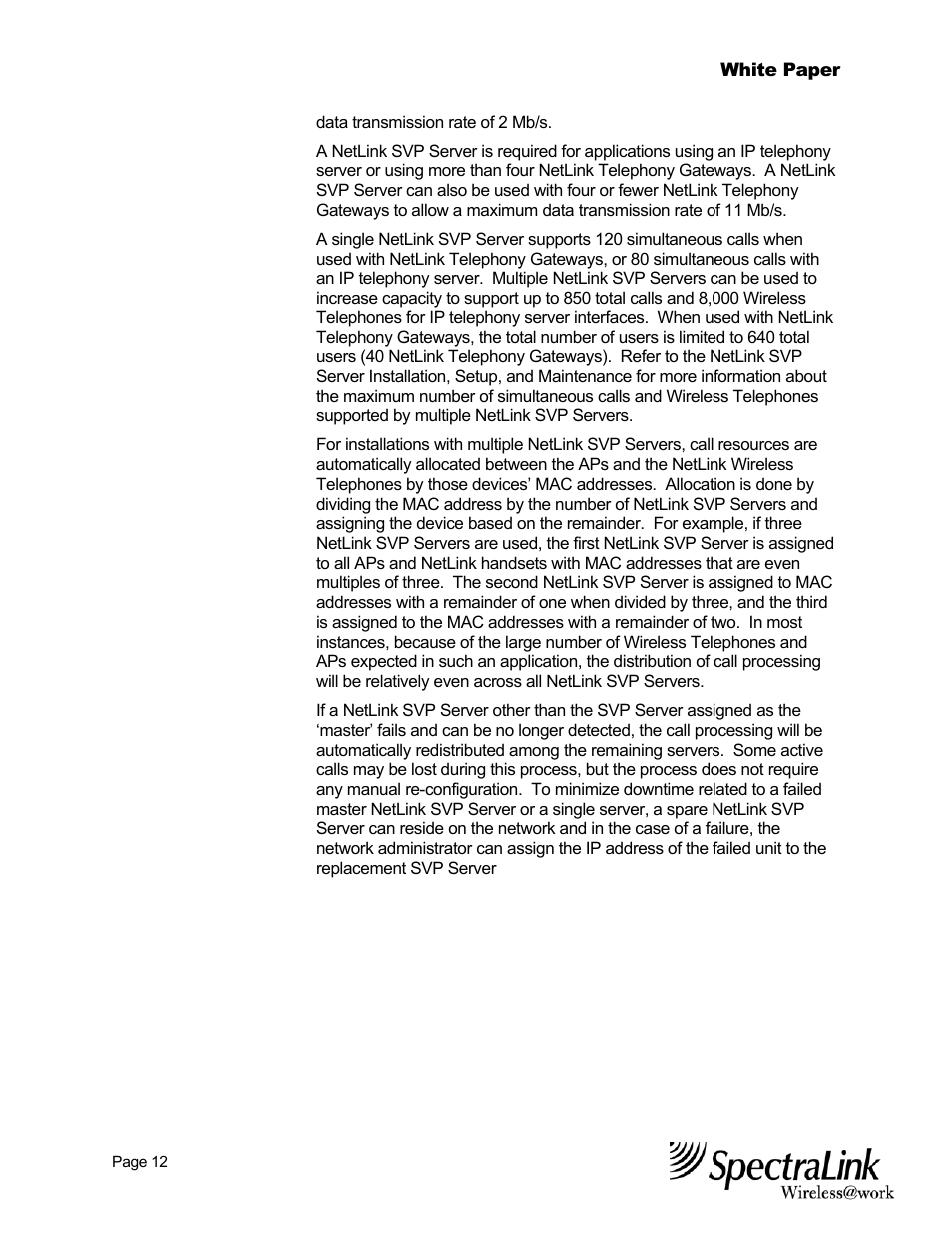 SpectraLink NetLink Wireless Telephones Best Practices White Paper Wireless Telephone User Manual | Page 13 / 19