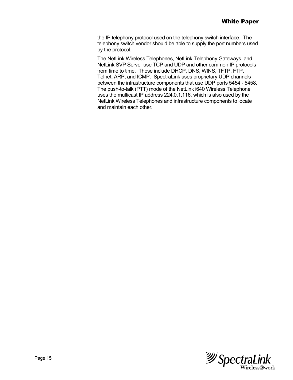 SpectraLink NetLink Wireless Telephones Best Practices White Paper Wireless Telephone User Manual | Page 16 / 19