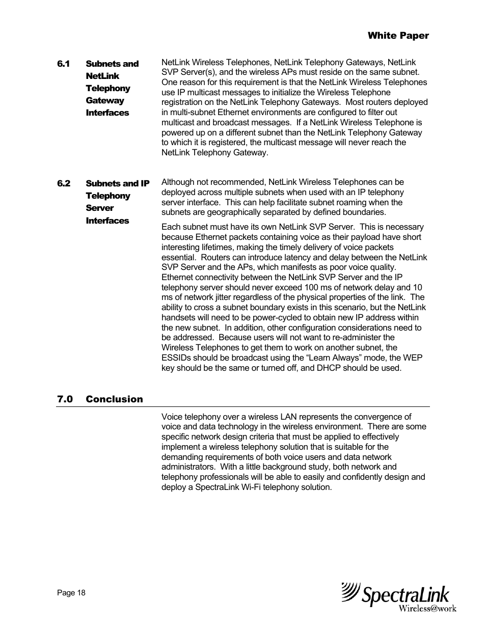 SpectraLink NetLink Wireless Telephones Best Practices White Paper Wireless Telephone User Manual | Page 19 / 19