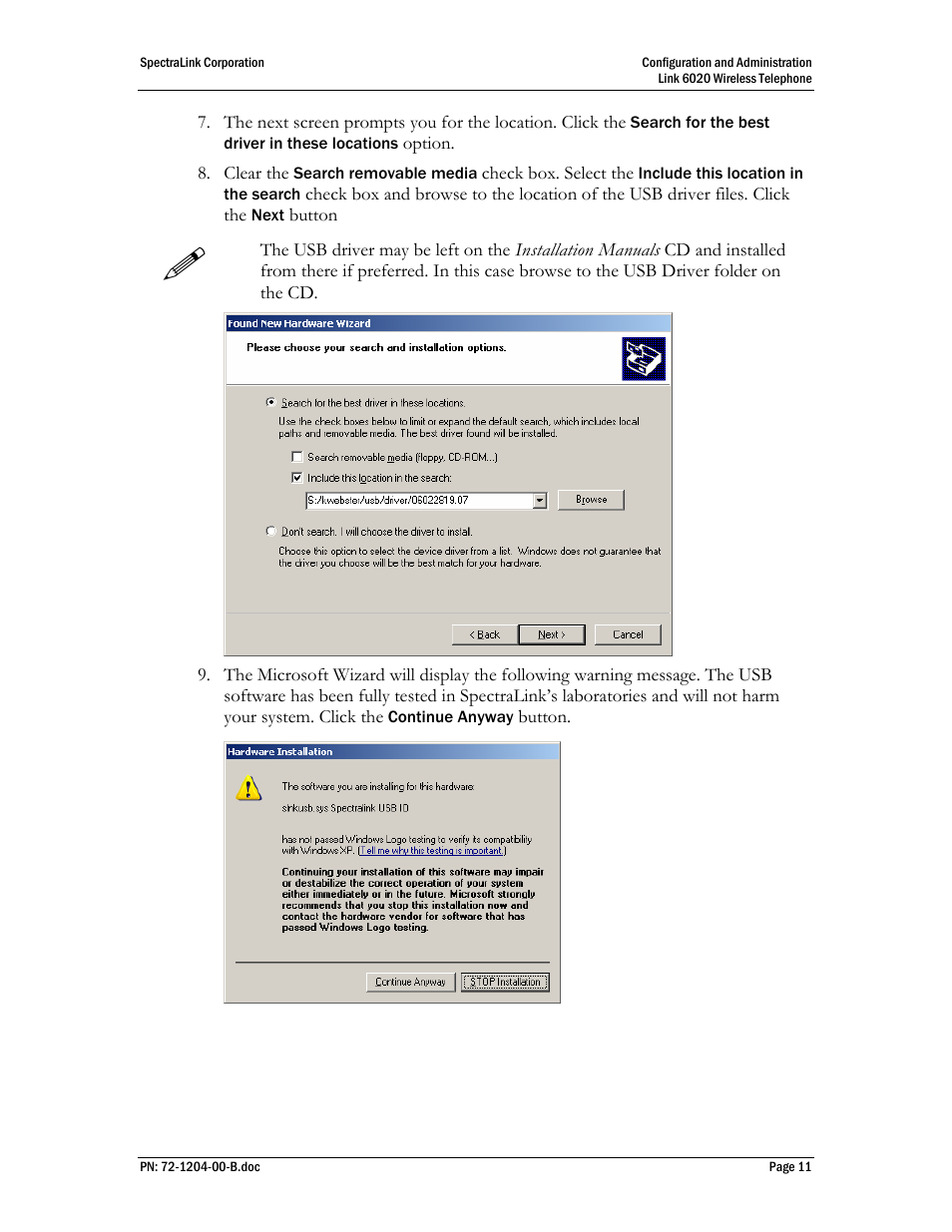 SpectraLink 6020 User Manual | Page 11 / 21