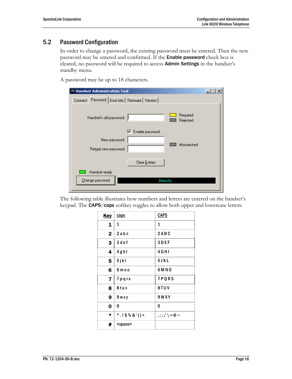 2 password configuration | SpectraLink 6020 User Manual | Page 16 / 21