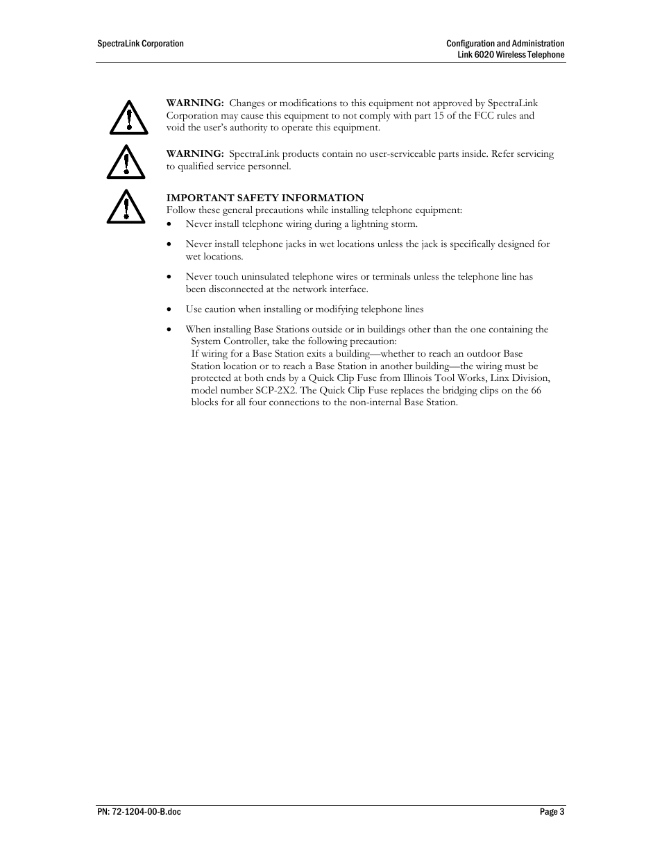 SpectraLink 6020 User Manual | Page 3 / 21