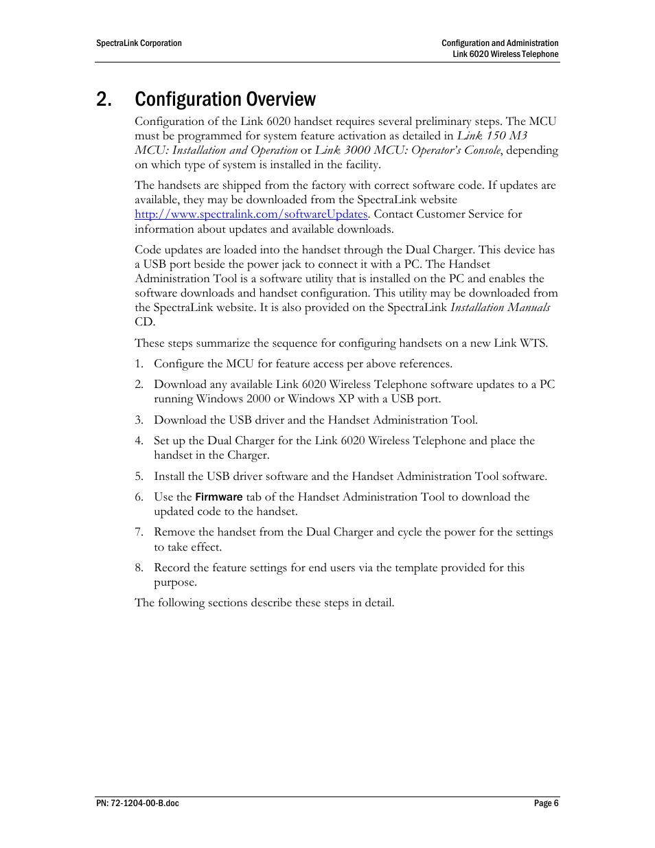 Configuration overview | SpectraLink 6020 User Manual | Page 6 / 21