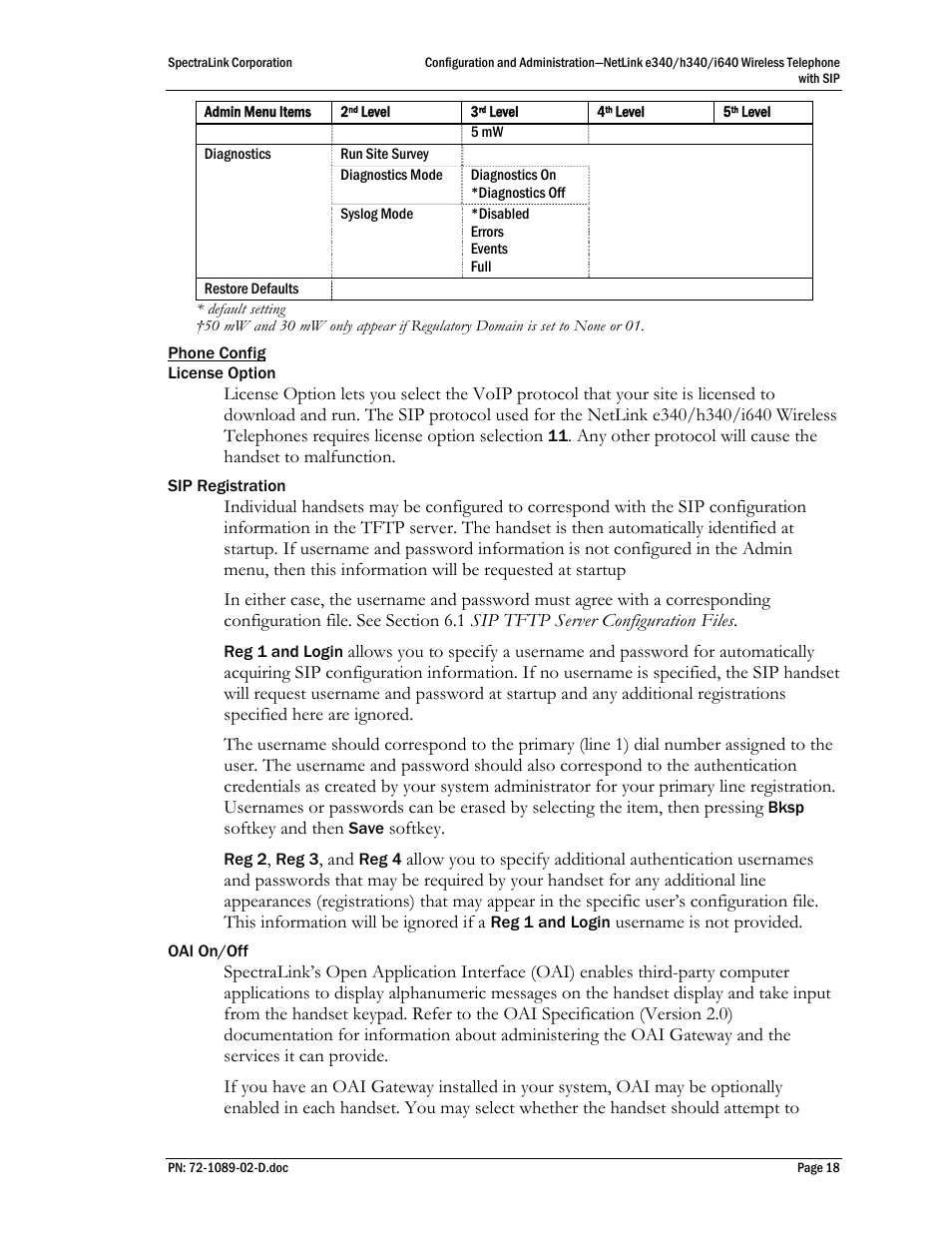 SpectraLink h340 User Manual | Page 18 / 61