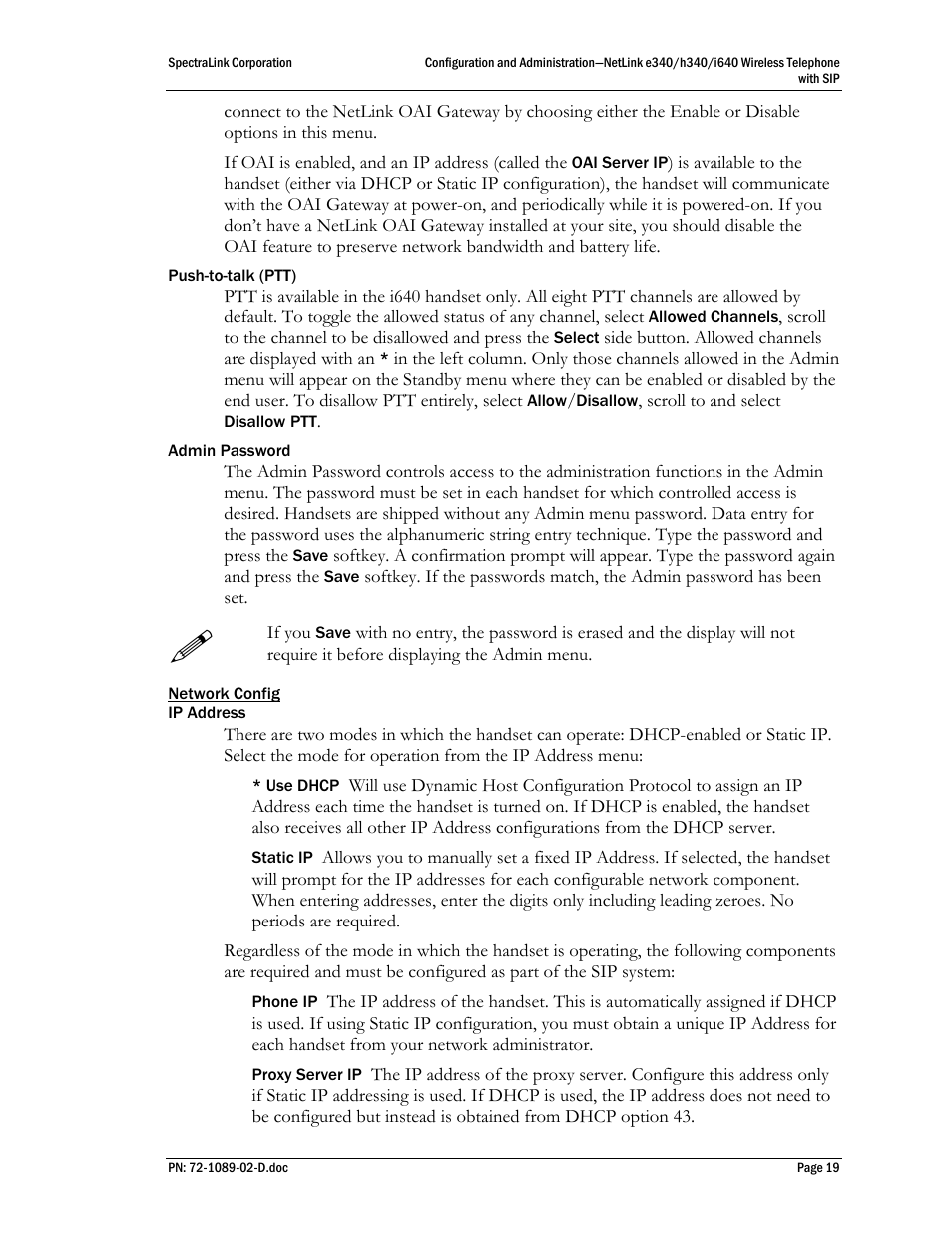 SpectraLink h340 User Manual | Page 19 / 61