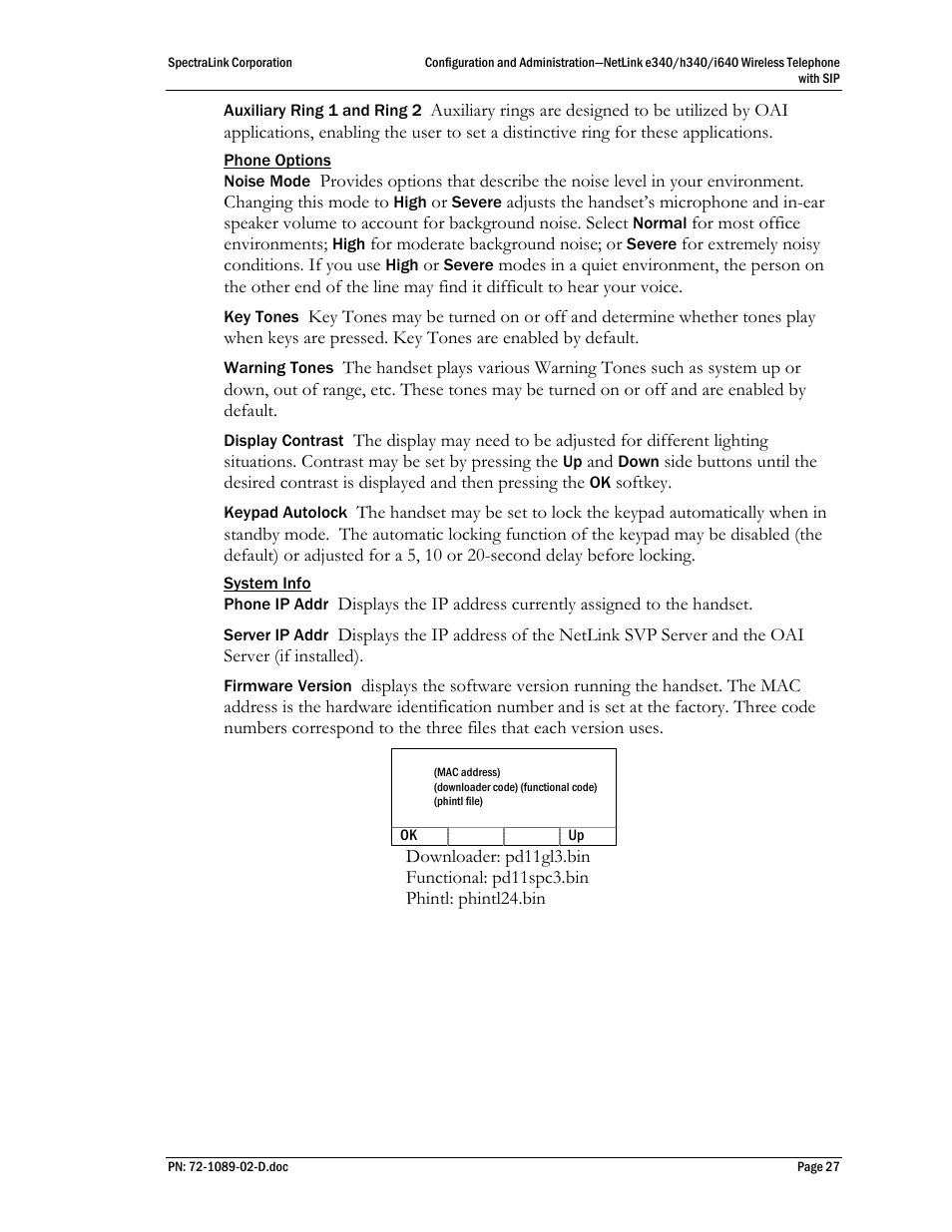 SpectraLink h340 User Manual | Page 27 / 61