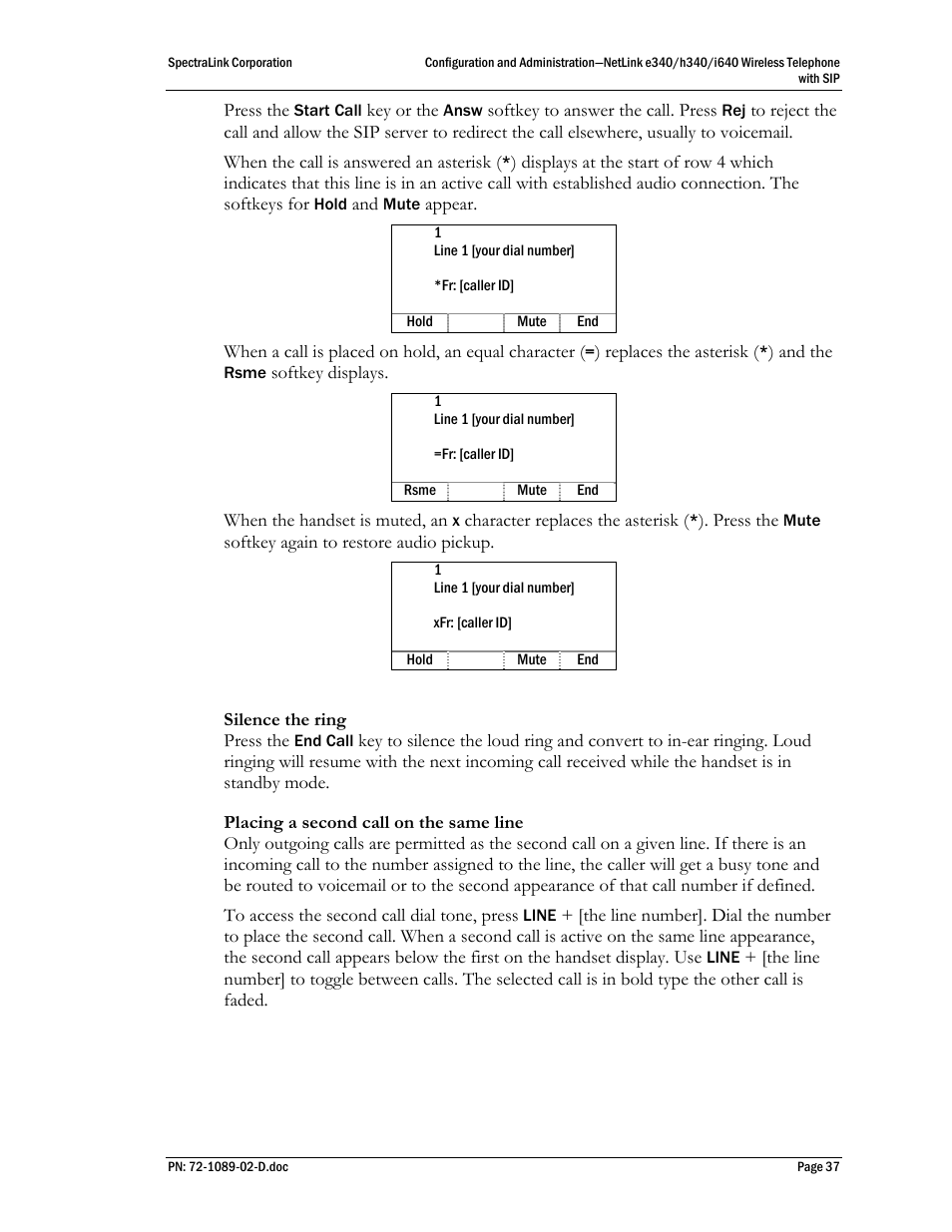 SpectraLink h340 User Manual | Page 37 / 61