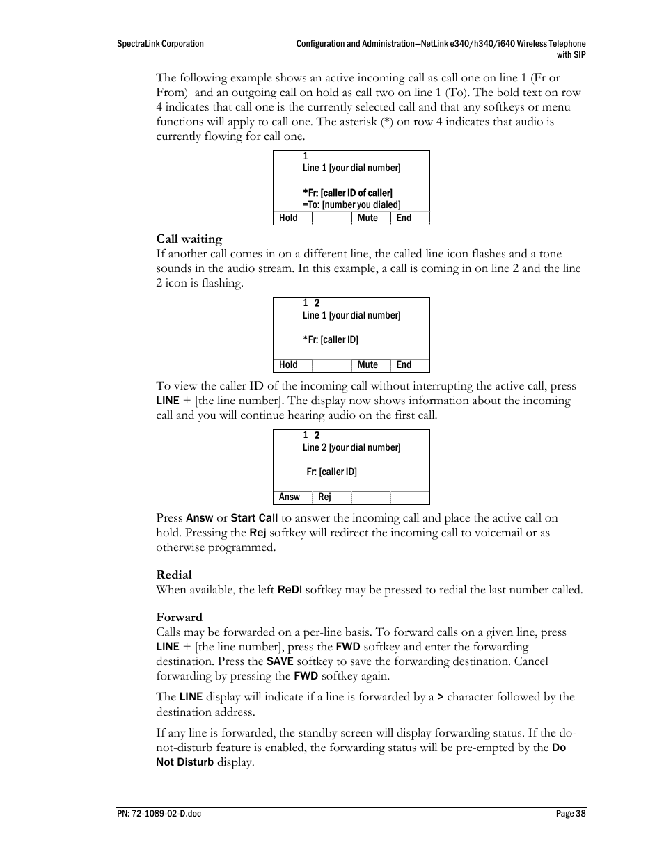 SpectraLink h340 User Manual | Page 38 / 61