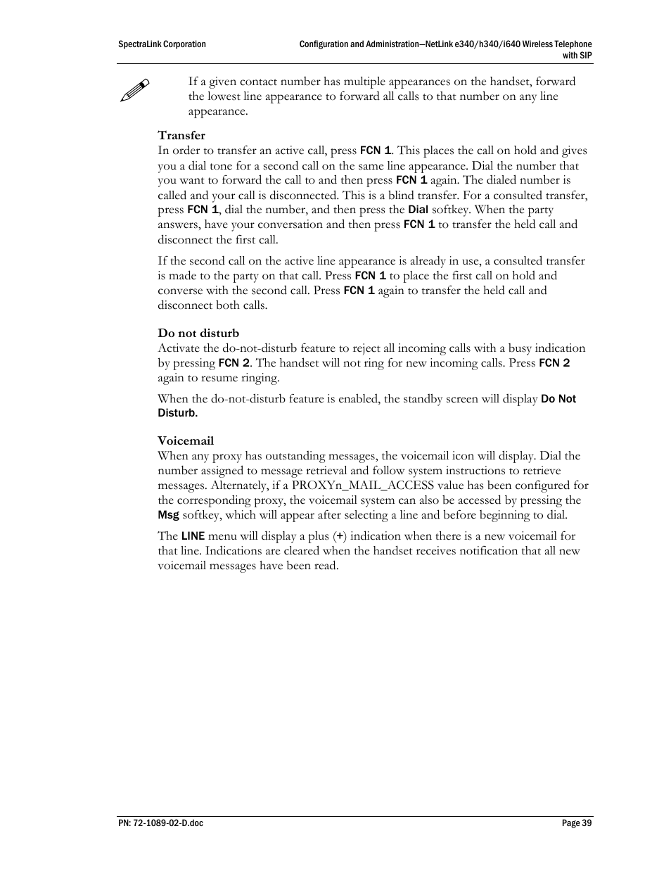 SpectraLink h340 User Manual | Page 39 / 61