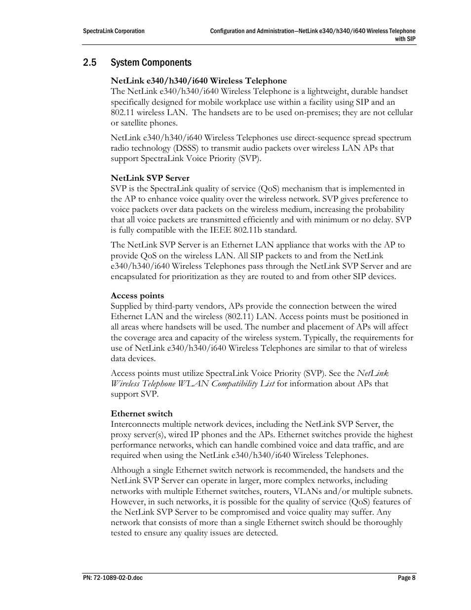 5 system components, System components | SpectraLink h340 User Manual | Page 8 / 61