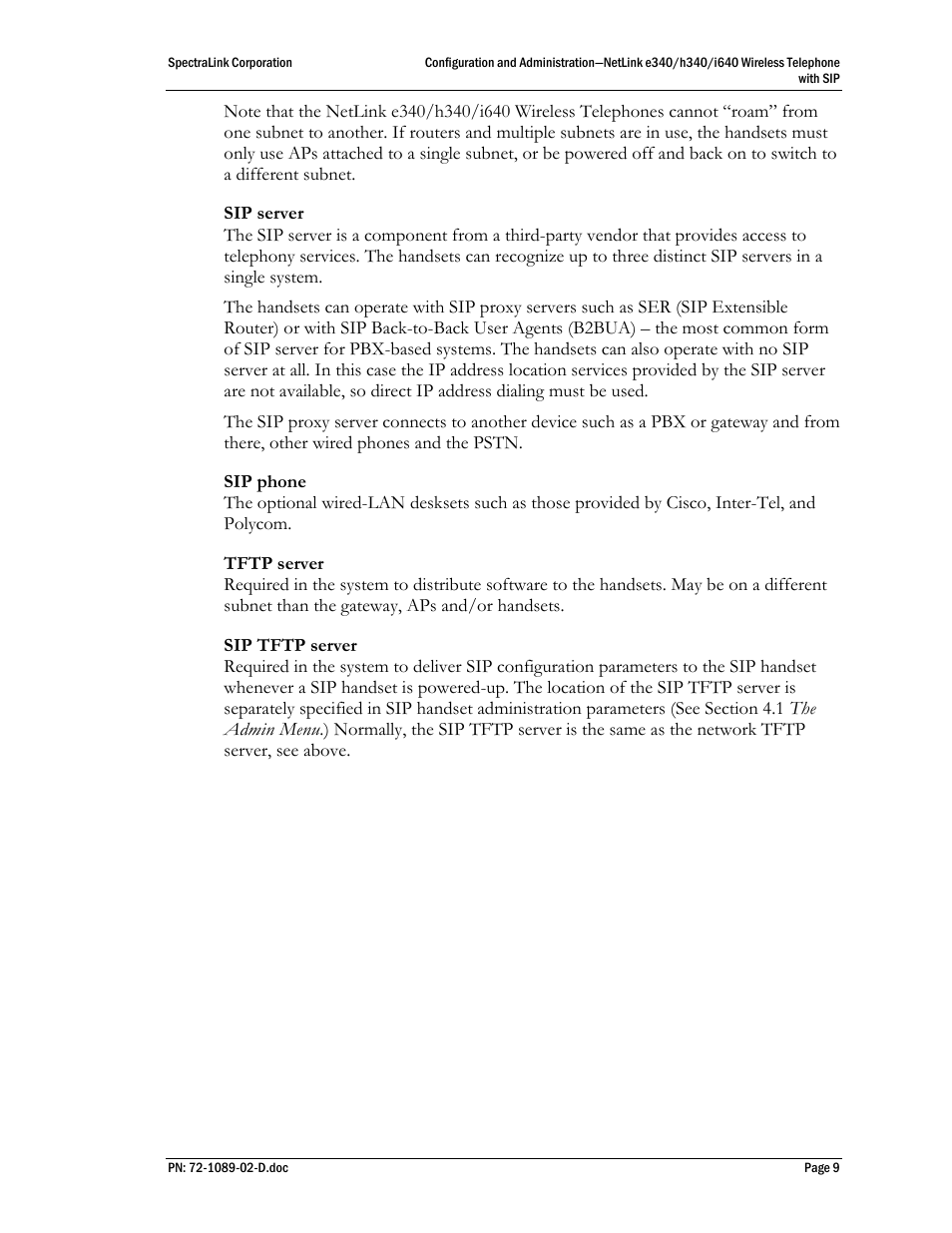 SpectraLink h340 User Manual | Page 9 / 61