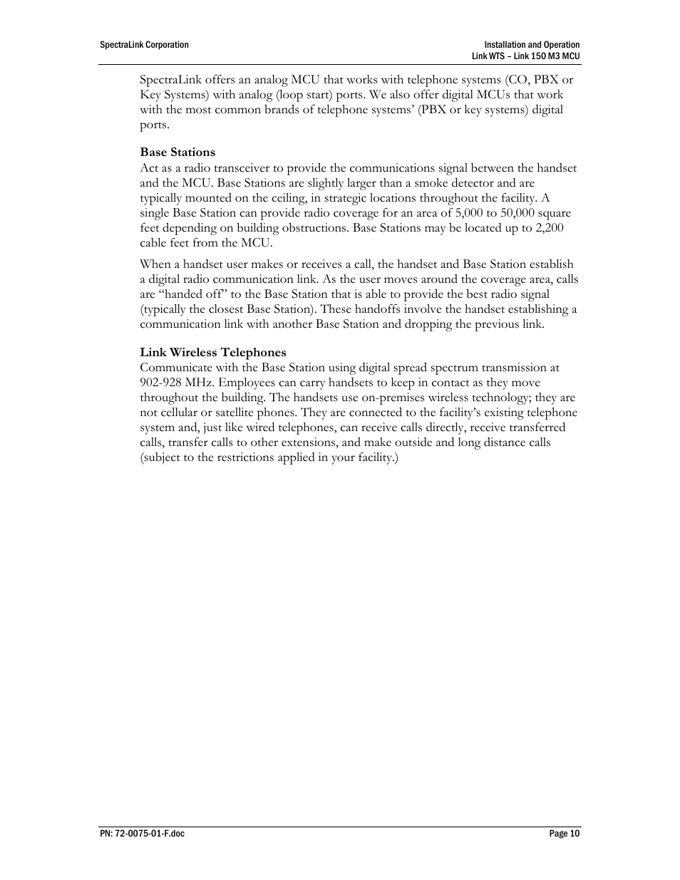 SpectraLink Link 150 M3 MCU User Manual | Page 10 / 47