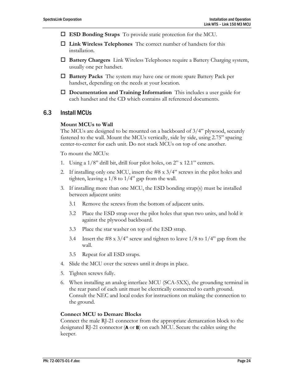 Install mcus, 3 install mcus | SpectraLink Link 150 M3 MCU User Manual | Page 24 / 47