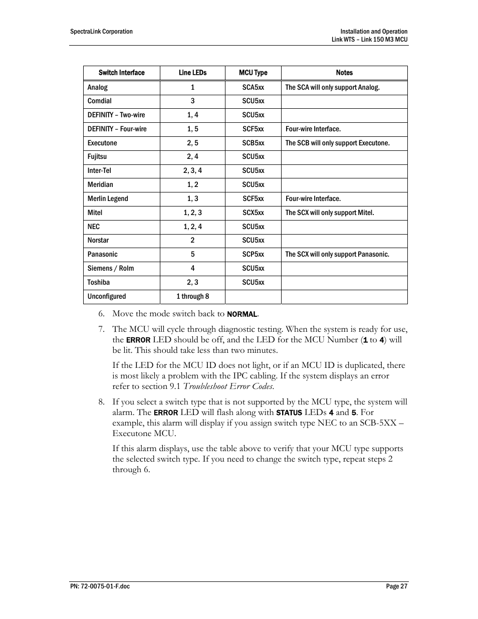 SpectraLink Link 150 M3 MCU User Manual | Page 27 / 47