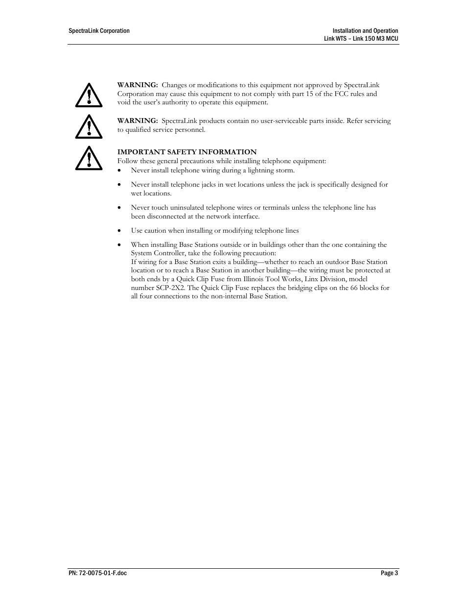 SpectraLink Link 150 M3 MCU User Manual | Page 3 / 47