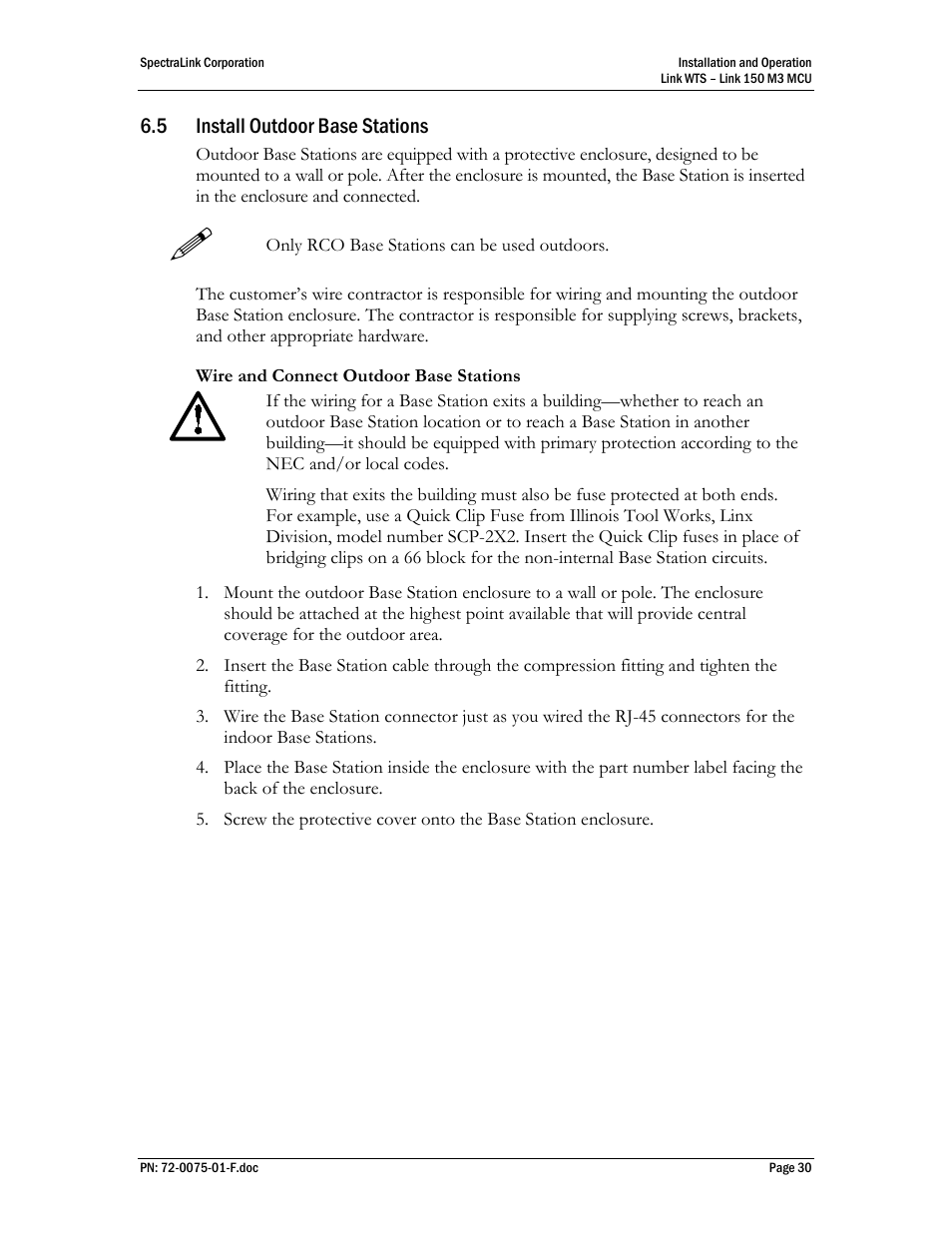 Install outdoor base stations | SpectraLink Link 150 M3 MCU User Manual | Page 30 / 47