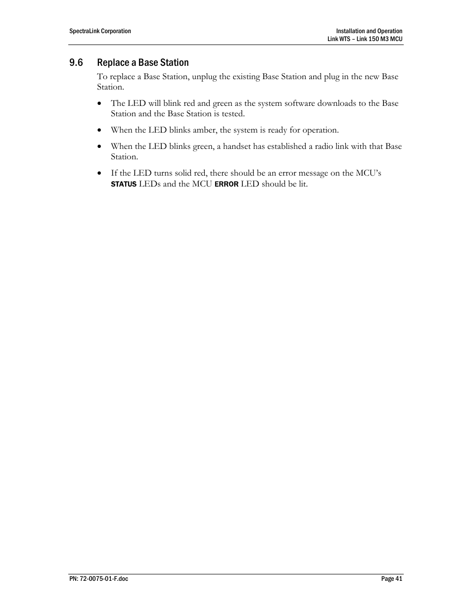 Replace a base station, 6 replace a base station | SpectraLink Link 150 M3 MCU User Manual | Page 41 / 47